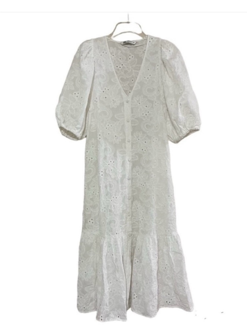 Zara White Eyelet Dress - Picture 3 of 11